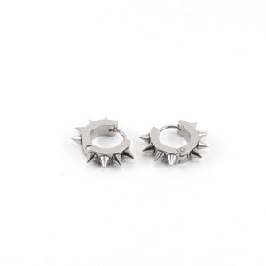 Silver Spike Huggie Hoop Earrings Small Edgy Punk